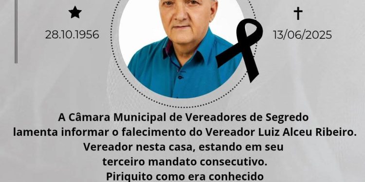 ÓBITO: Legislativo lamenta morte do vereador Luiz Alceu Ribeiro, “Periquito”