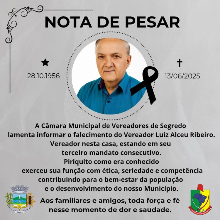 ÓBITO: Legislativo lamenta morte do vereador Luiz Alceu Ribeiro, “Periquito”